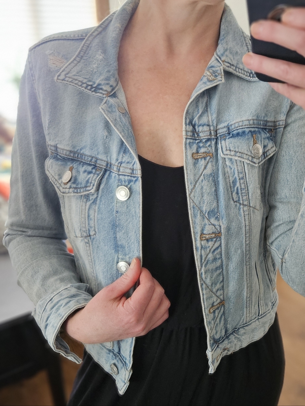 Light Wash Cropped Denim Jacket, Size Small